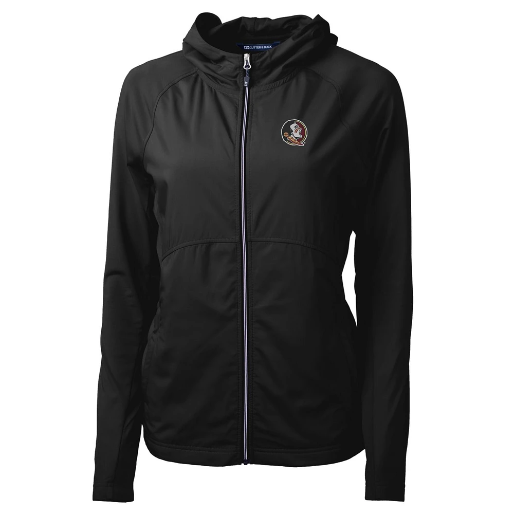 Women's Cutter & Buck Black Florida State Seminoles Adapt Eco Knit Full-Zip Jacket