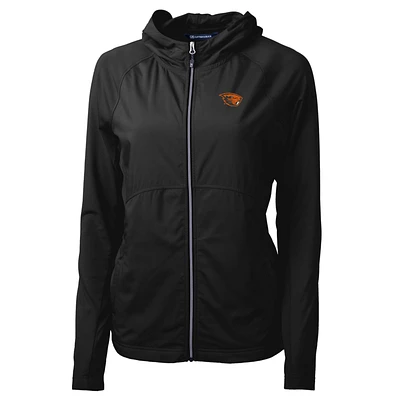 Women's Cutter & Buck Black Oregon State Beavers Adapt Eco Knit Full-Zip Jacket