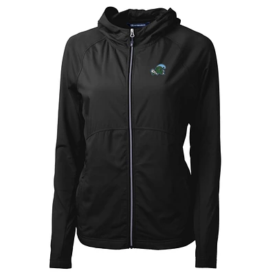 Women's Cutter & Buck Black Tulane Green Wave Adapt Eco Knit Full-Zip Jacket