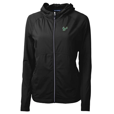 Women's Cutter & Buck Black South Florida Bulls Adapt Eco Knit Full-Zip Jacket