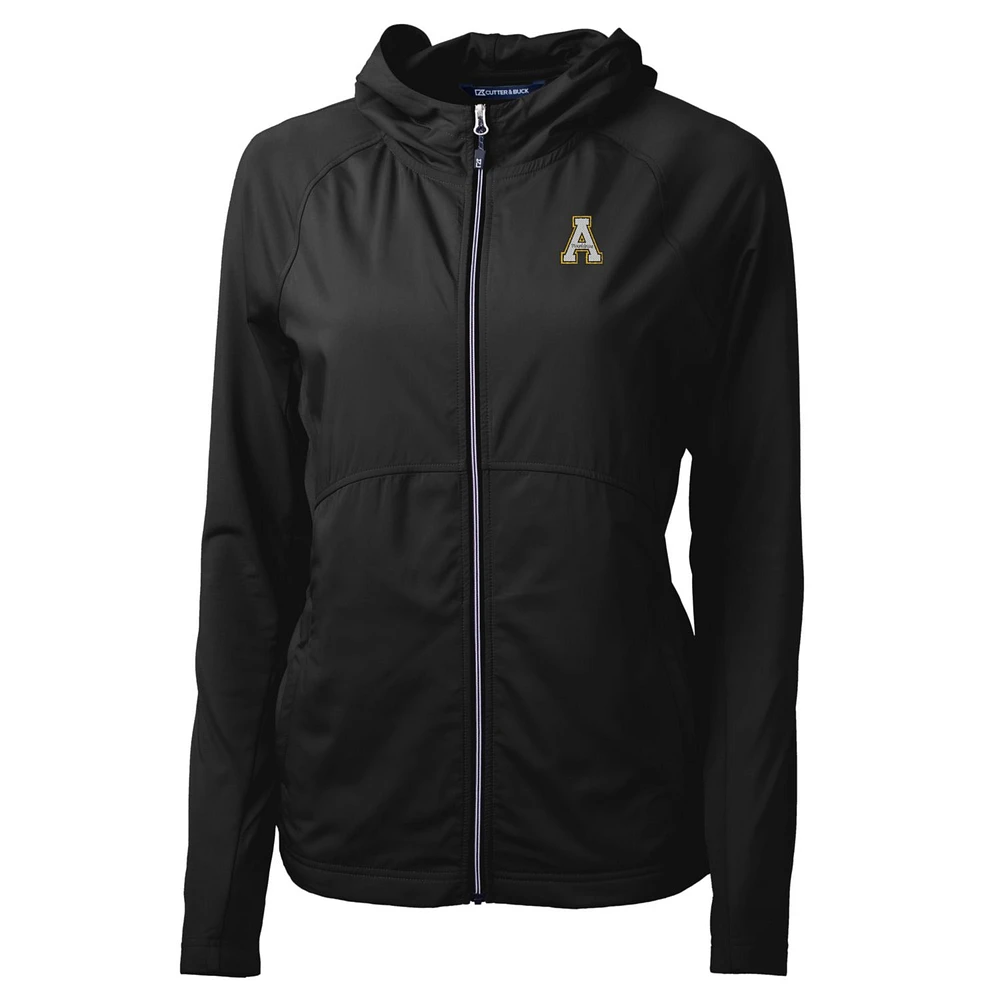 Women's Cutter & Buck Black Appalachian State Mountaineers Adapt Eco Knit Full-Zip Jacket