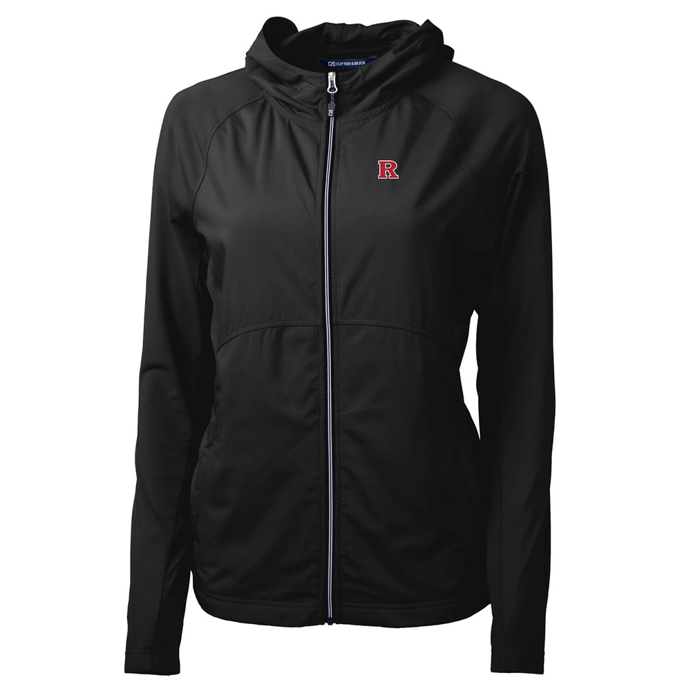 Women's Cutter & Buck Black Rutgers Scarlet Knights Adapt Eco Knit Full-Zip Jacket