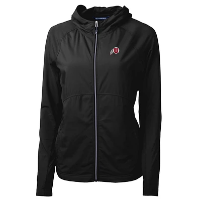 Women's Cutter & Buck Black Utah Utes Adapt Eco Knit Full-Zip Jacket