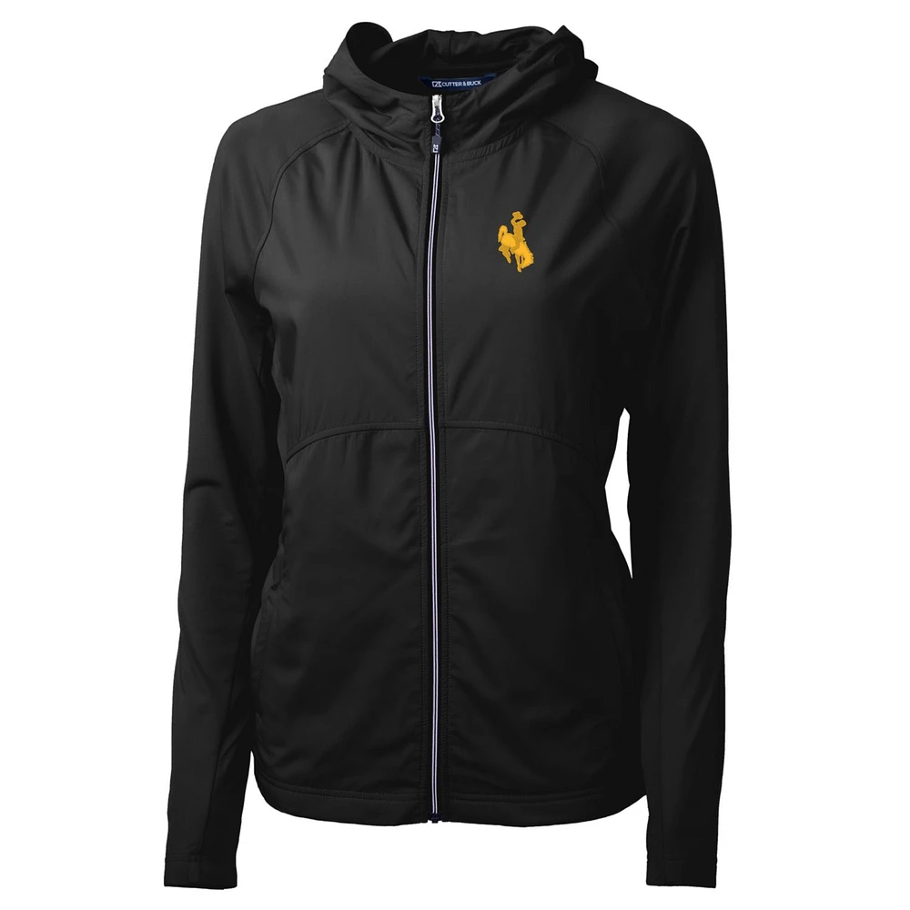 Women's Cutter & Buck Black Wyoming Cowboys Adapt Eco Knit Full-Zip Jacket