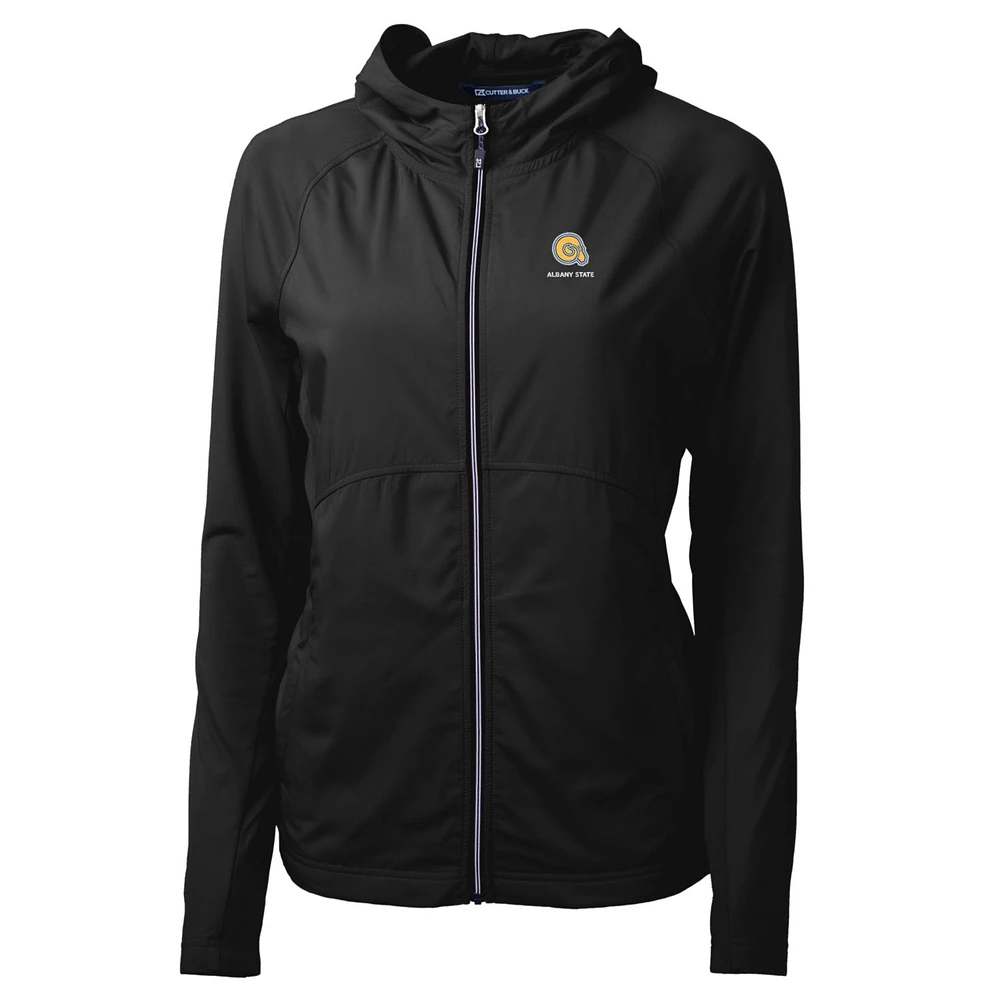 Women's Cutter & Buck Black Albany State Golden Rams Adapt Eco Knit Full-Zip Jacket