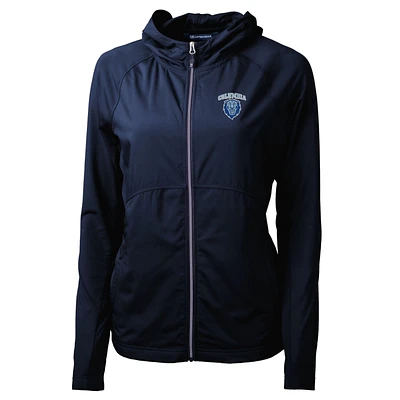 Women's Cutter & Buck Navy Columbia University Adapt Eco Knit Full-Zip Jacket