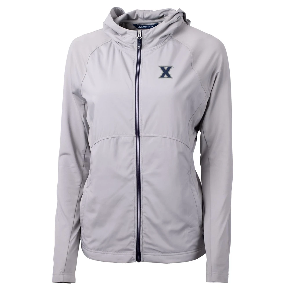 Women's Cutter & Buck Silver Xavier Musketeers Adapt Eco Knit Full-Zip Jacket