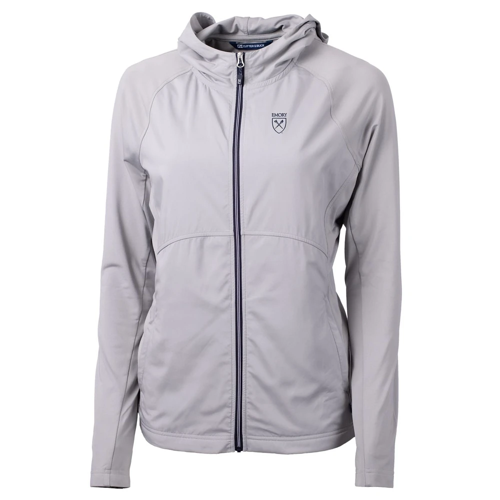 Women's Cutter & Buck Silver Emory Eagles Adapt Eco Knit Full-Zip Jacket