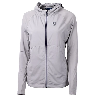 Women's Cutter & Buck Silver Emory Eagles Adapt Eco Knit Full-Zip Jacket