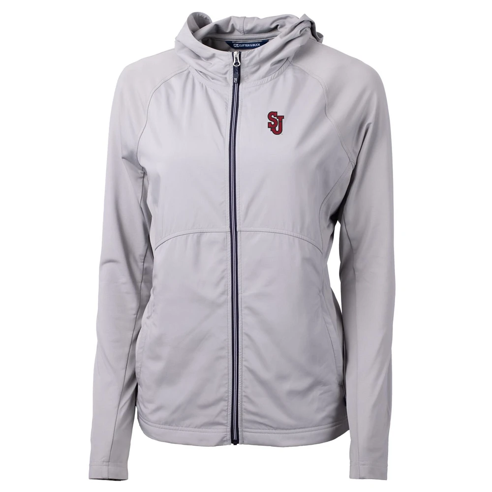 Women's Cutter & Buck Silver St. Johns Red Storm Adapt Eco Knit Full-Zip Jacket