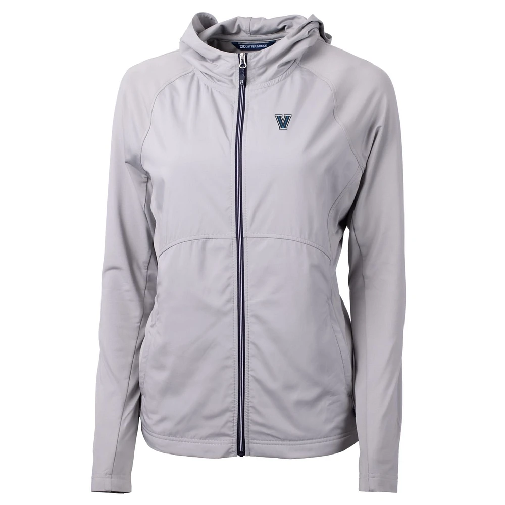 Women's Cutter & Buck Silver Villanova Wildcats Adapt Eco Knit Full-Zip Jacket
