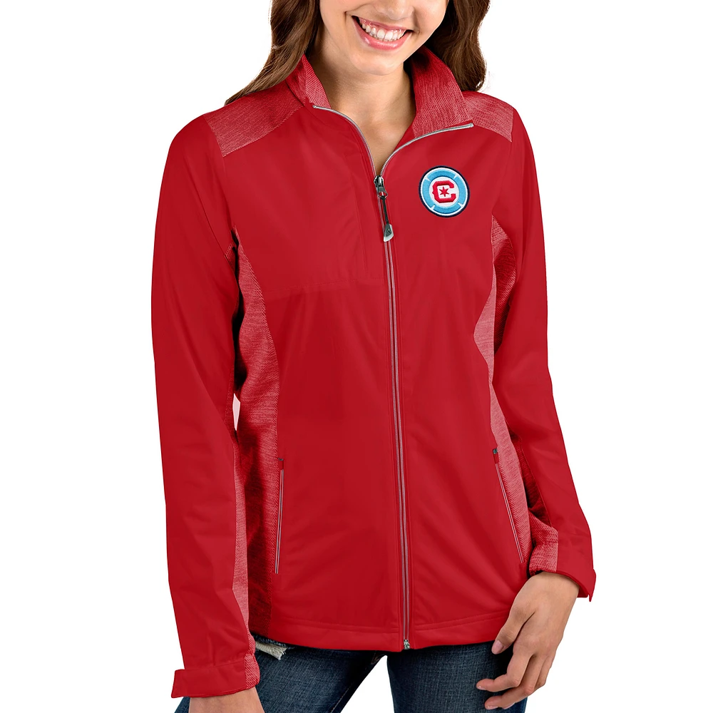 Women's Antigua Red/Heathered Red Chicago Fire Logo Revolve Full-Zip Jacket