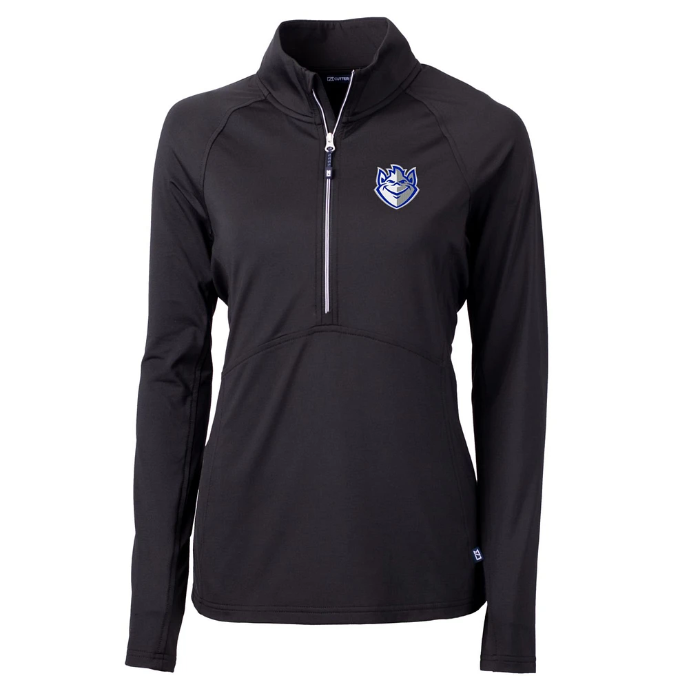Women's Cutter & Buck Black Saint Louis Billikens Adapt Eco Knit Half-Zip Pullover Jacket