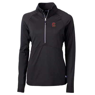 Women's Cutter & Buck Black Cornell Big Red Adapt Eco Knit Half-Zip Pullover Jacket