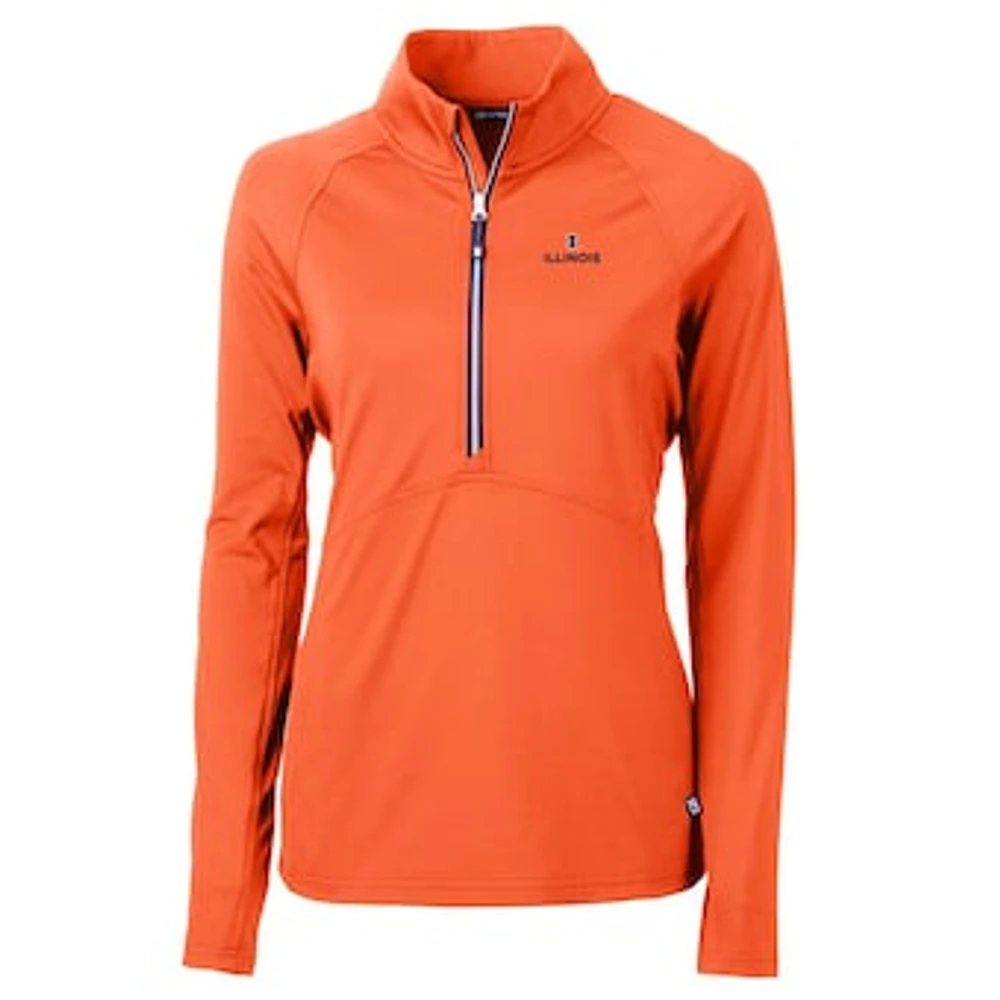 Women's Cutter & Buck Illinois Fighting Illini Adapt Eco Knit Half-Zip Pullover Jacket