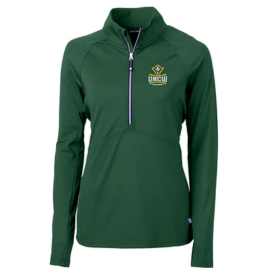 Women's Cutter & Buck Hunter Green UNC Wilmington Seahawks Adapt Eco Knit Half-Zip Pullover Jacket