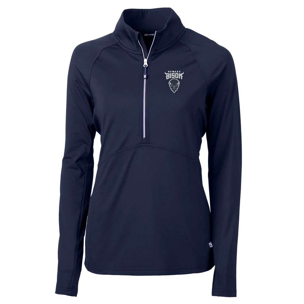 Women's Cutter & Buck Navy Howard Bison Adapt Eco Knit Half-Zip Pullover Jacket