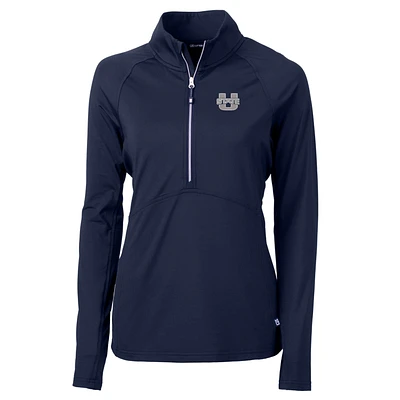 Women's Cutter & Buck Navy Utah State Aggies Adapt Eco Knit Half-Zip Pullover Jacket