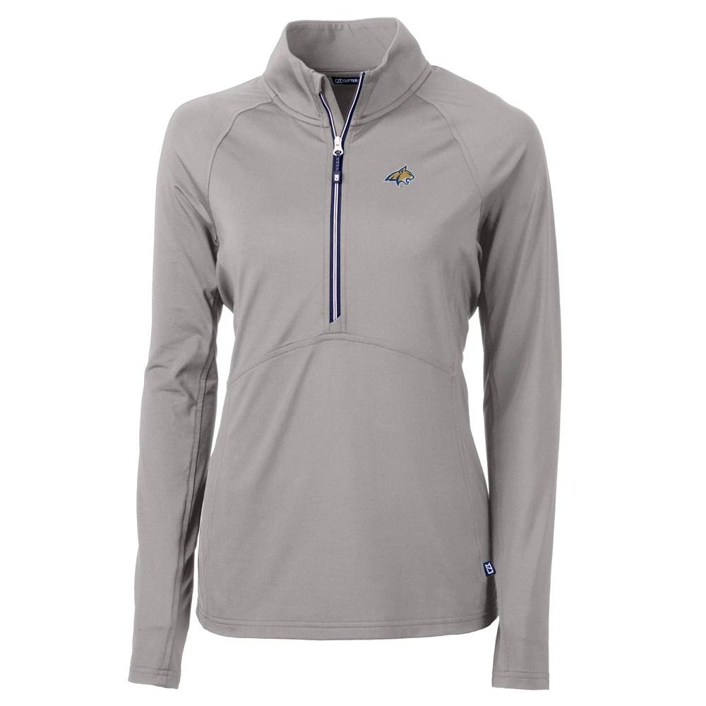 Women's Cutter & Buck Silver Montana State Bobcats Adapt Eco Knit Half-Zip Pullover Jacket