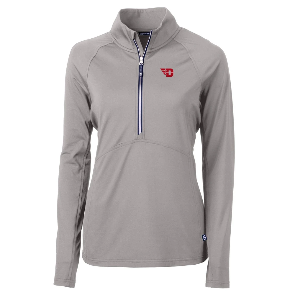 Women's Cutter & Buck Silver Dayton Flyers Adapt Eco Knit Half-Zip Pullover Jacket