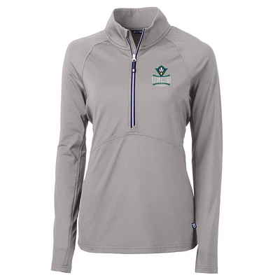 Women's Cutter & Buck Silver UNC Wilmington Seahawks Adapt Eco Knit Half-Zip Pullover Jacket