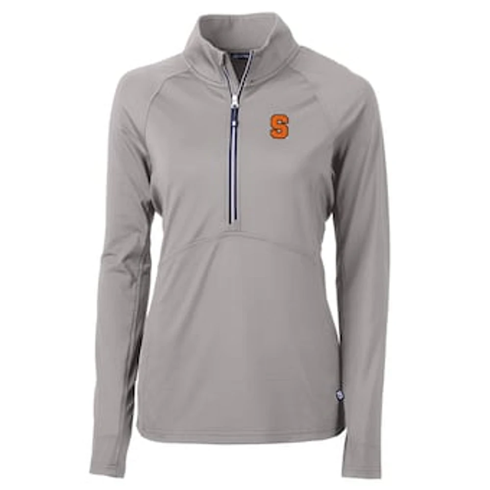 Women's Cutter & Buck Silver Syracuse Orange Adapt Eco Knit Half-Zip Pullover Jacket