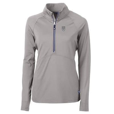 Women's Cutter & Buck Silver Emory Eagles Adapt Eco Knit Half-Zip Pullover Jacket
