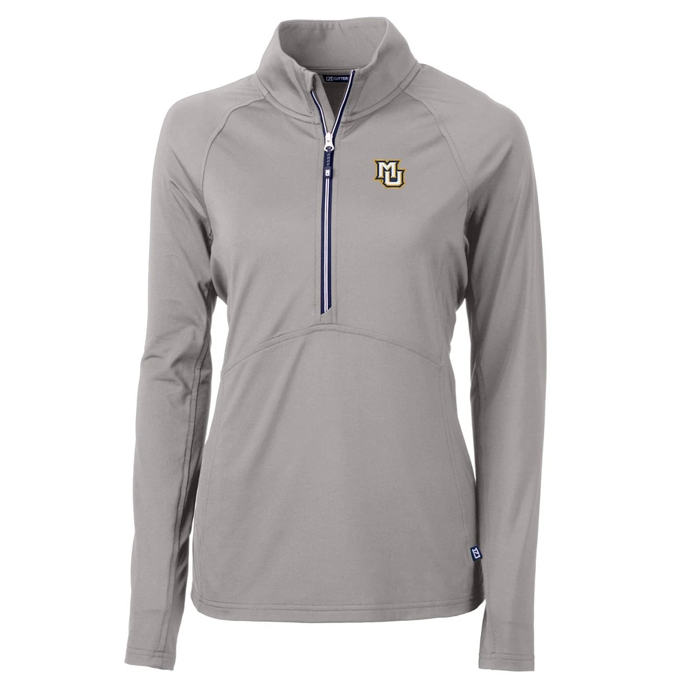 Women's Cutter & Buck Silver Marquette Golden Eagles Adapt Eco Knit Half-Zip Pullover Jacket