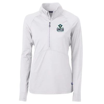 Women's Cutter & Buck White UNC Wilmington Seahawks Adapt Eco Knit Half-Zip Pullover Jacket