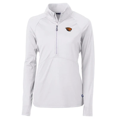 Women's Cutter & Buck White Oregon State Beavers Adapt Eco Knit Half-Zip Pullover Jacket