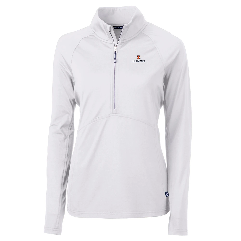 Women's Cutter & Buck White Illinois Fighting Illini Adapt Eco Knit Half-Zip Pullover Jacket