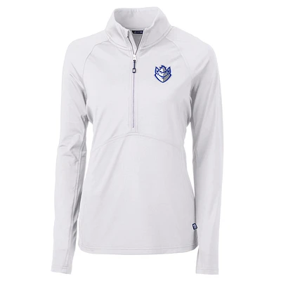Women's Cutter & Buck White Saint Louis Billikens Adapt Eco Knit Half-Zip Pullover Jacket