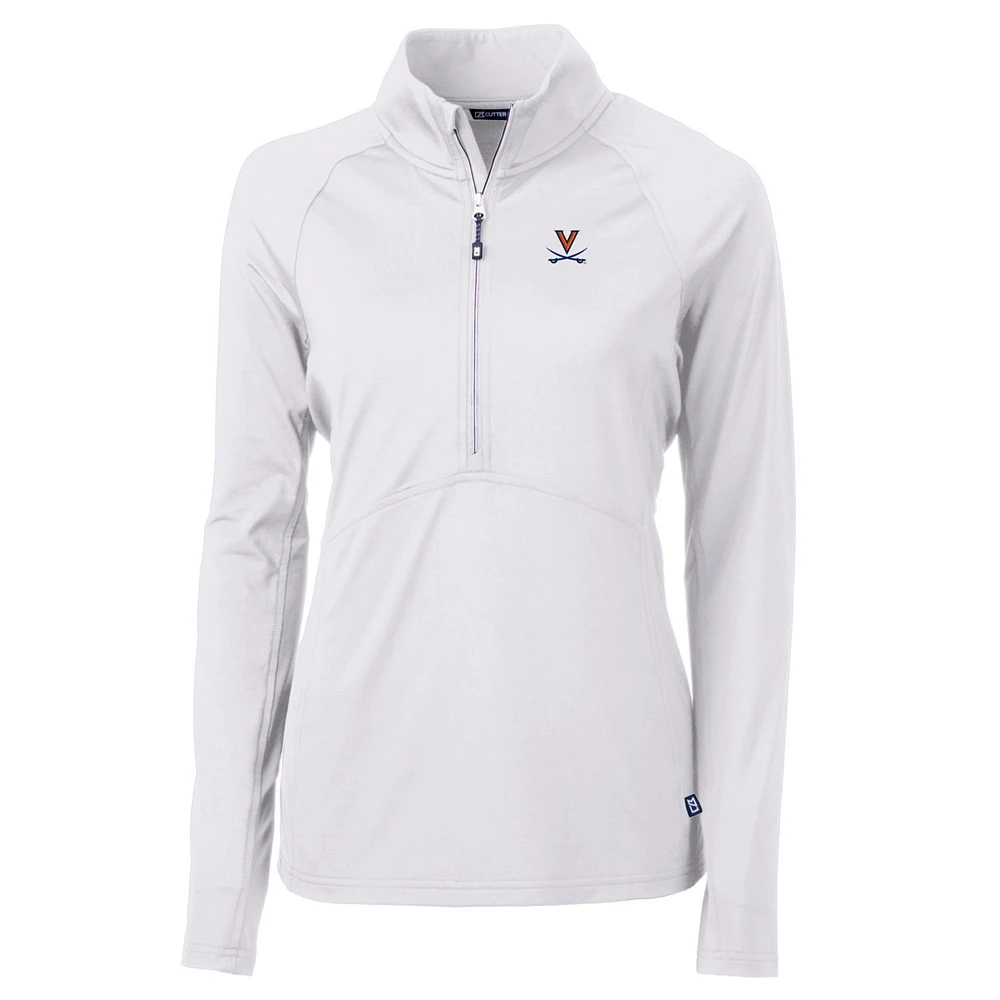 Women's Cutter & Buck White Virginia Cavaliers Vintage Adapt Eco Knit Half-Zip Pullover Jacket