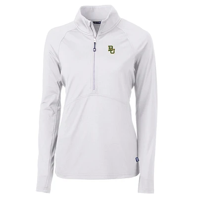Women's Cutter & Buck White Baylor Bears Adapt Eco Knit Half-Zip Pullover Jacket