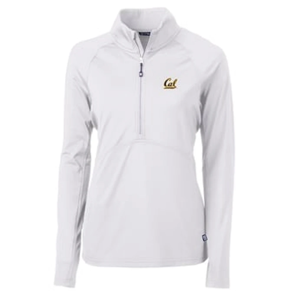 Women's Cutter & Buck White Cal Bears Adapt Eco Knit Half-Zip Pullover Jacket