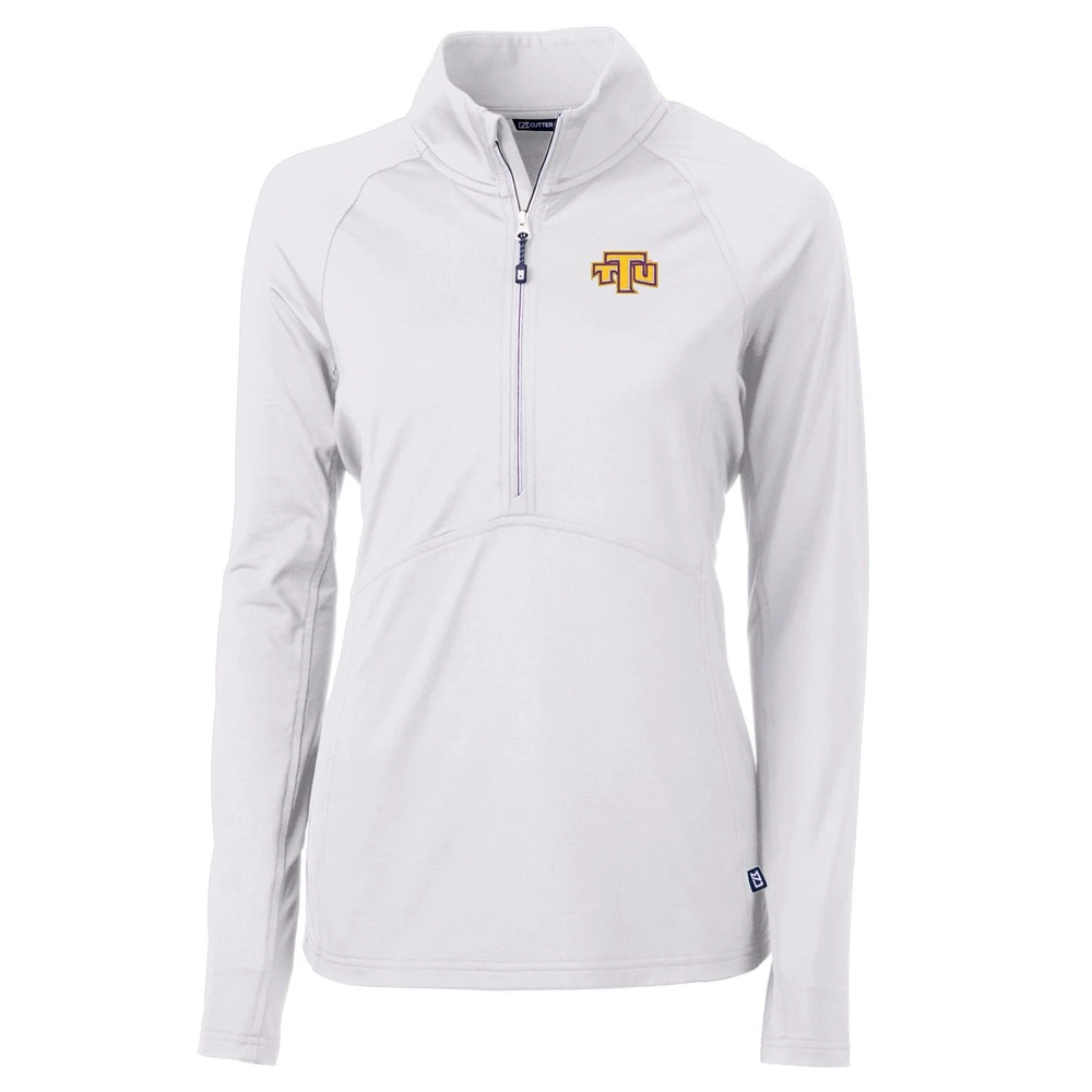 Women's Cutter & Buck White Tennessee Tech Golden Eagles Adapt Eco Knit Half-Zip Pullover Jacket