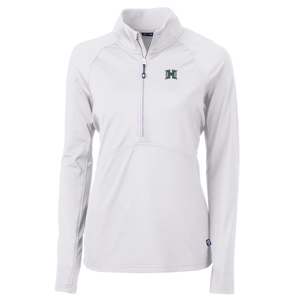 Women's Cutter & Buck Hawaii Warriors Adapt Eco Knit Half-Zip Pullover Jacket