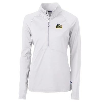 Women's Cutter & Buck White Drexel Dragons Adapt Eco Knit Half-Zip Pullover Jacket