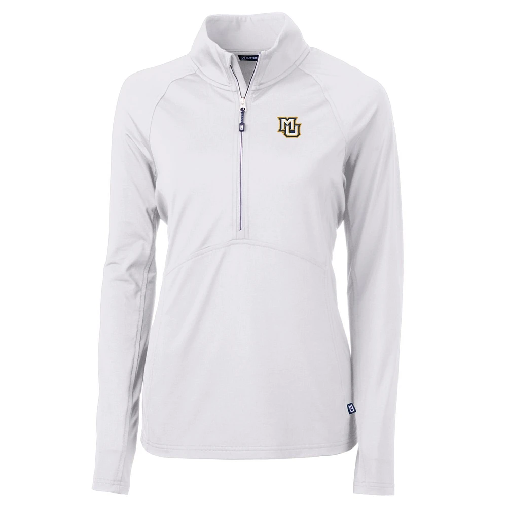 Women's Cutter & Buck White Marquette Golden Eagles Adapt Eco Knit Half-Zip Pullover Jacket