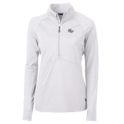 Women's Cutter & Buck White George Washington University Adapt Eco Knit Half-Zip Pullover Jacket