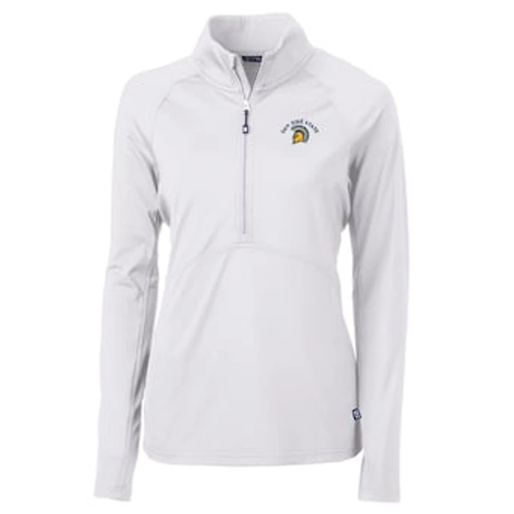 Women's Cutter & Buck White San Jose State Spartans Adapt Eco Knit Half-Zip Pullover Jacket