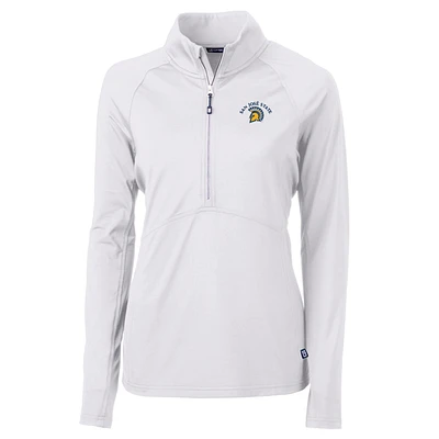 Women's Cutter & Buck White San Jose State Spartans Adapt Eco Knit Half-Zip Pullover Jacket