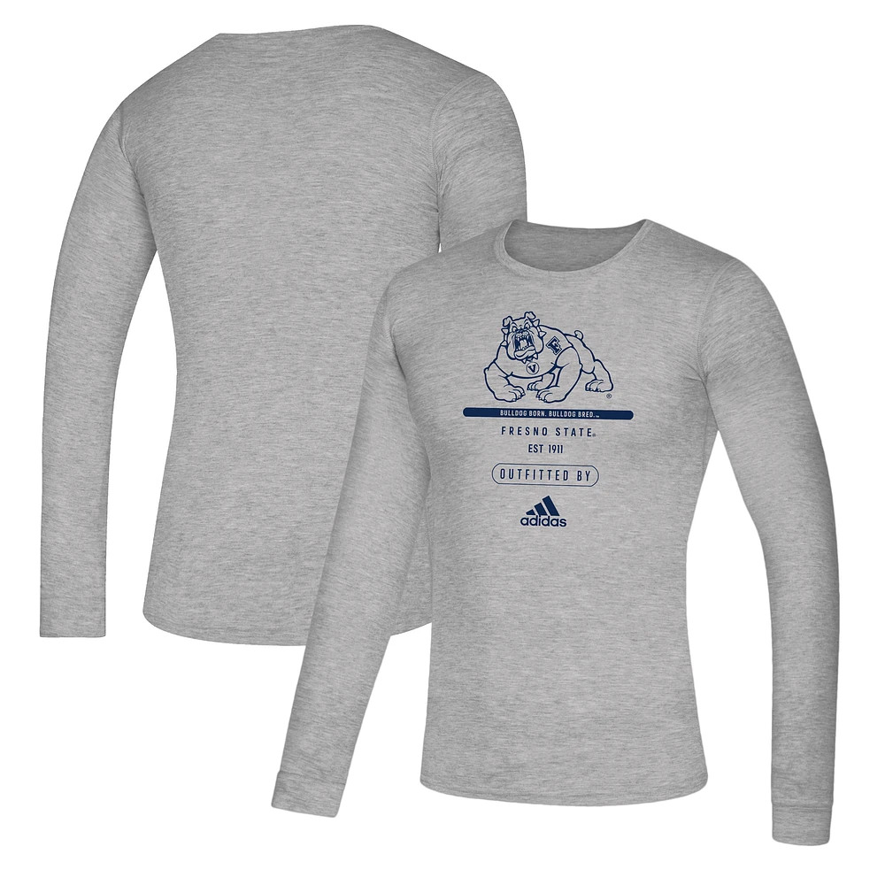 Men's adidas Heathered Gray Fresno State Bulldogs Team Creator Long Sleeve Performance T-Shirt