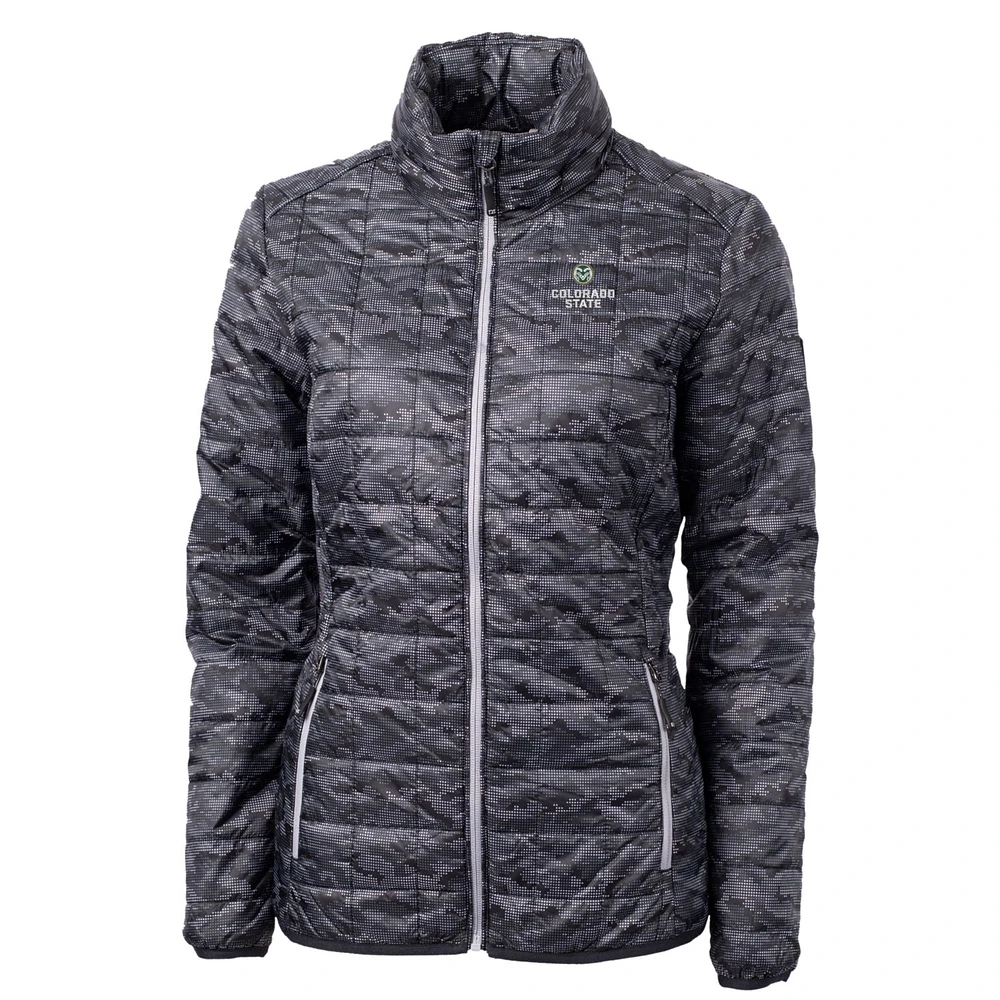 Women's Cutter & Buck Black Colorado State Rams Eco Full-Zip Puffer Jacket