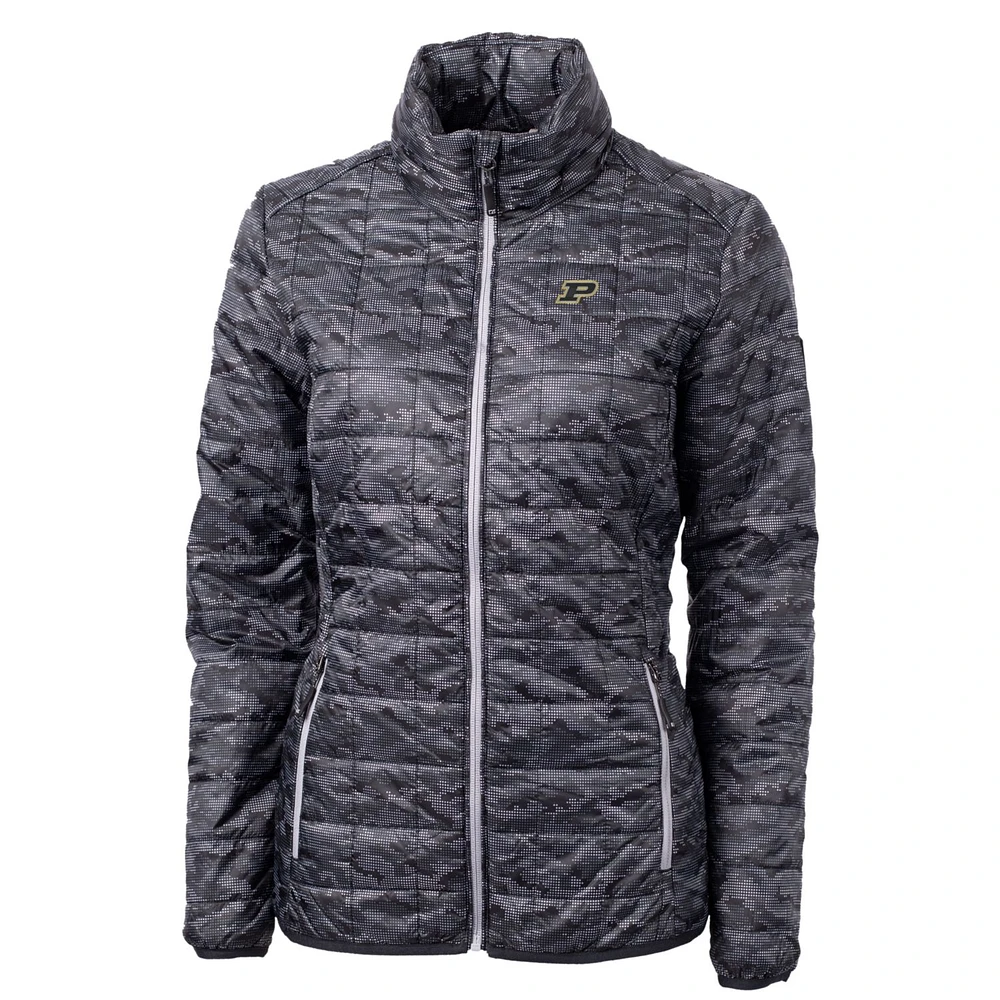 Women's Cutter & Buck Black Purdue Boilermakers Eco Full-Zip Puffer Jacket