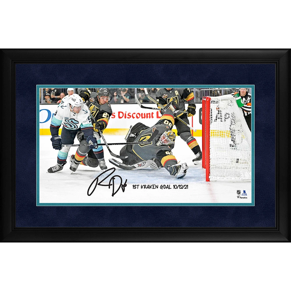 Ryan Donato Seattle Kraken Autographed Framed 10" x 18" 1st Franchise Goal Photograph with "1st Kraken Goal 10/12/21" Inscription