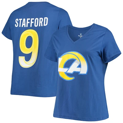Women's Fanatics Matthew Stafford Royal Los Angeles Rams Plus Player Name & Number V-Neck T-Shirt