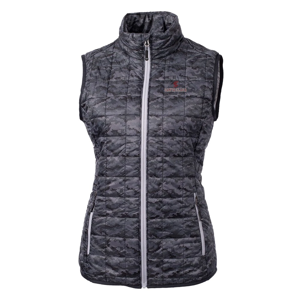 Women's Cutter & Buck Black Santa Clara Broncos Eco Full-Zip Puffer Vest