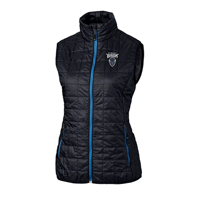 Women's Cutter & Buck Navy Howard Bison Eco Full-Zip Puffer Vest