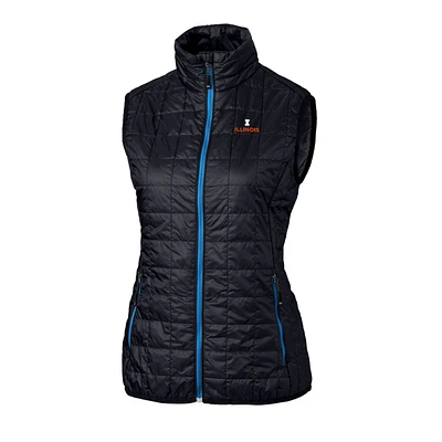 Women's Cutter & Buck Navy Illinois Fighting Illini Eco Full-Zip Puffer Vest